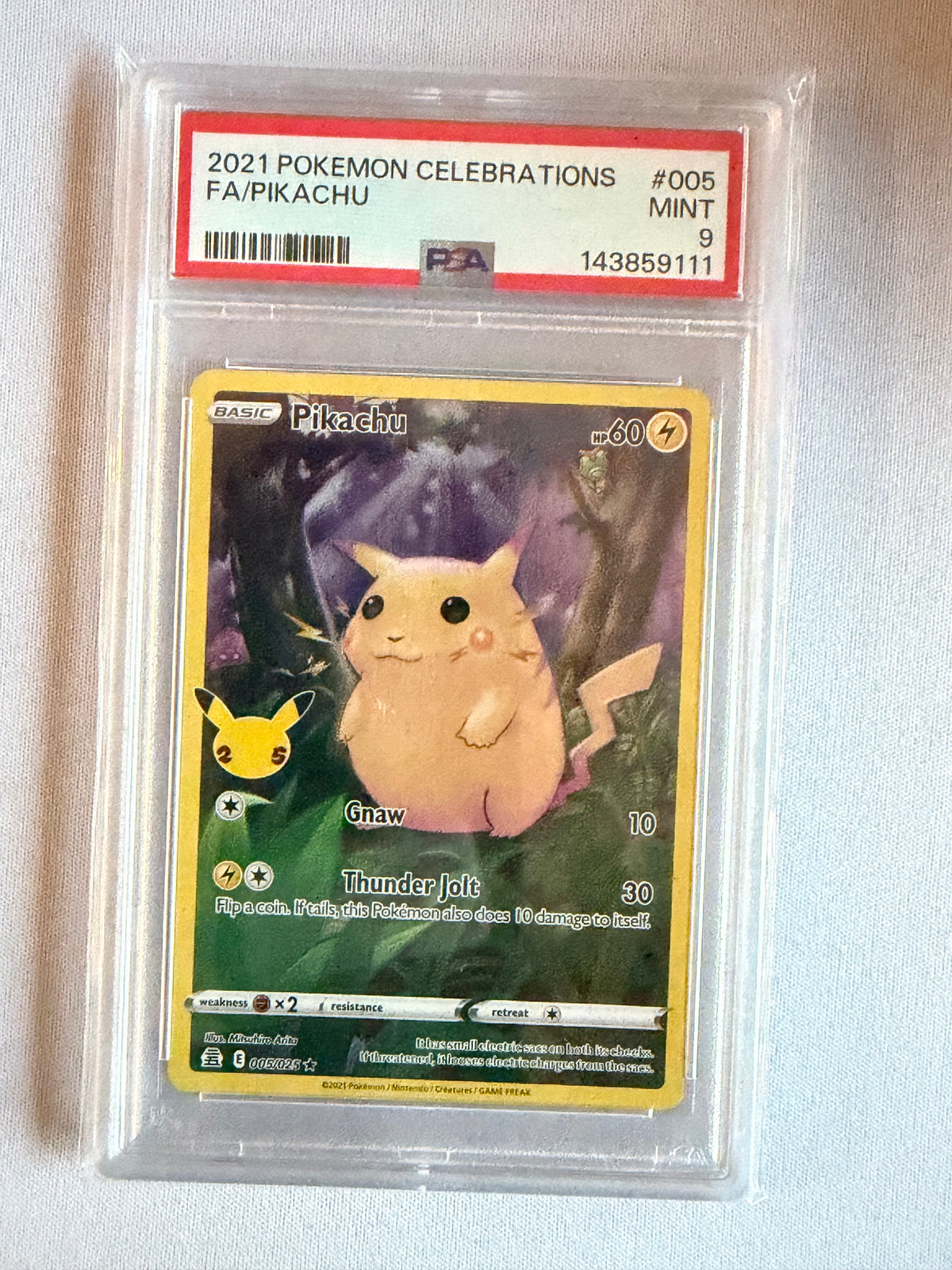 2021 Pokémon Pikachu #005 Celebrations Full Art - PSA 9
