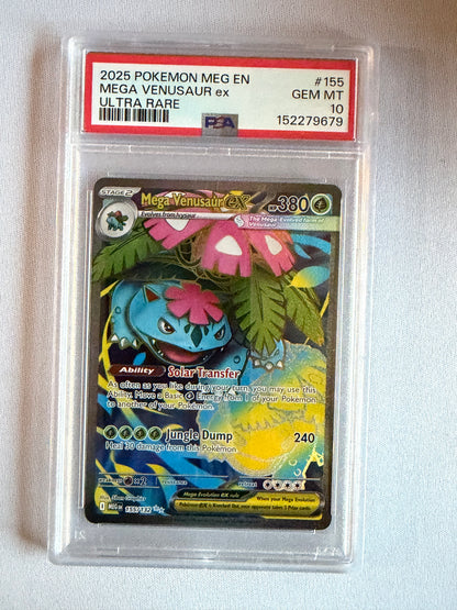 2025 Pokemon Mega Venusaur ex #155 Mega Evolution Ultra Rare - PSA 10