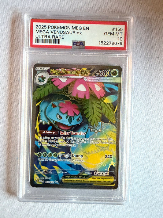 2025 Pokemon Mega Venusaur ex #155 Mega Evolution Ultra Rare - PSA 10
