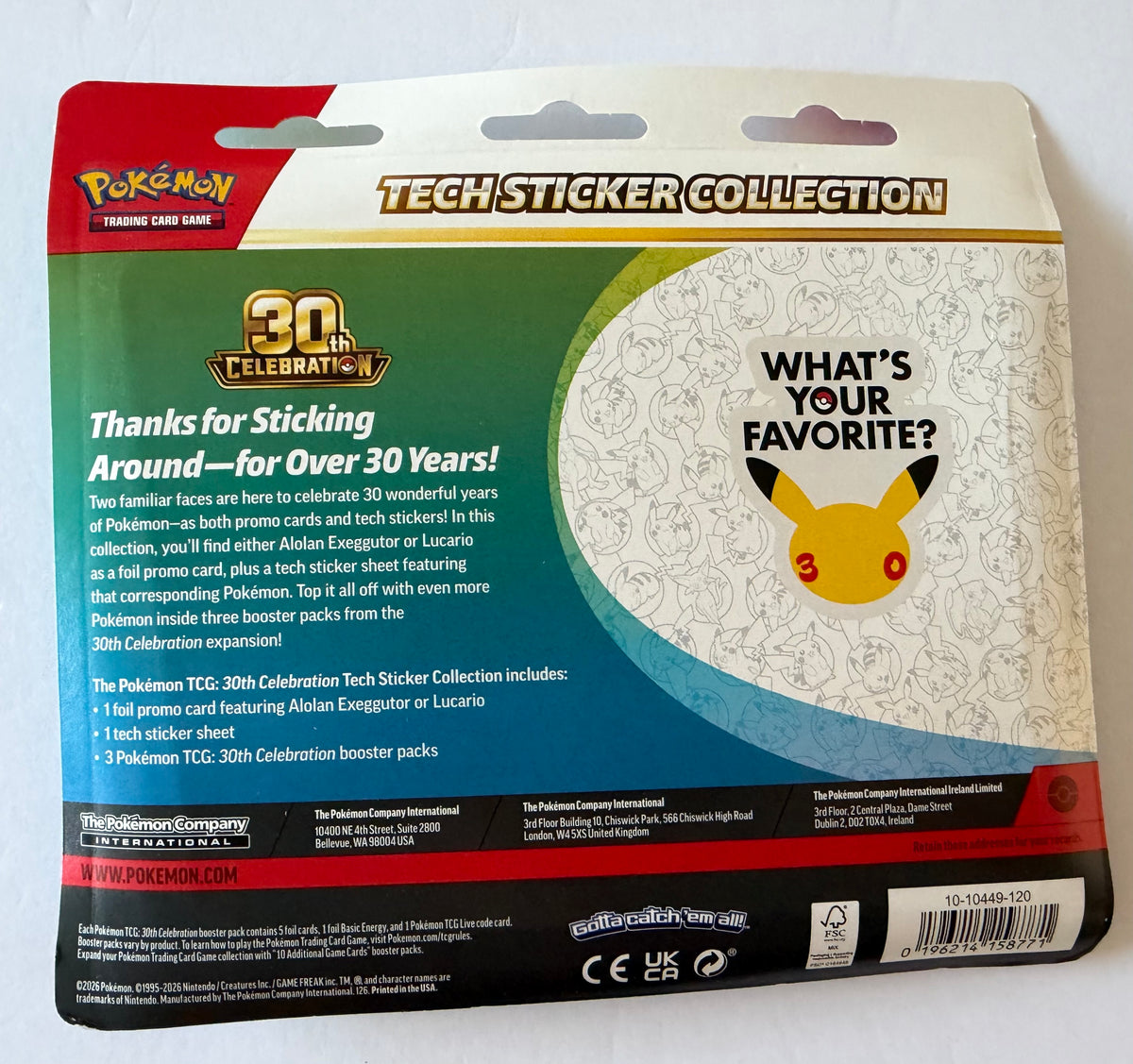 Pokémon TCG 30th Celebration Tech Sticker Collection - Alolan Exeggutor - Factory Sealed
