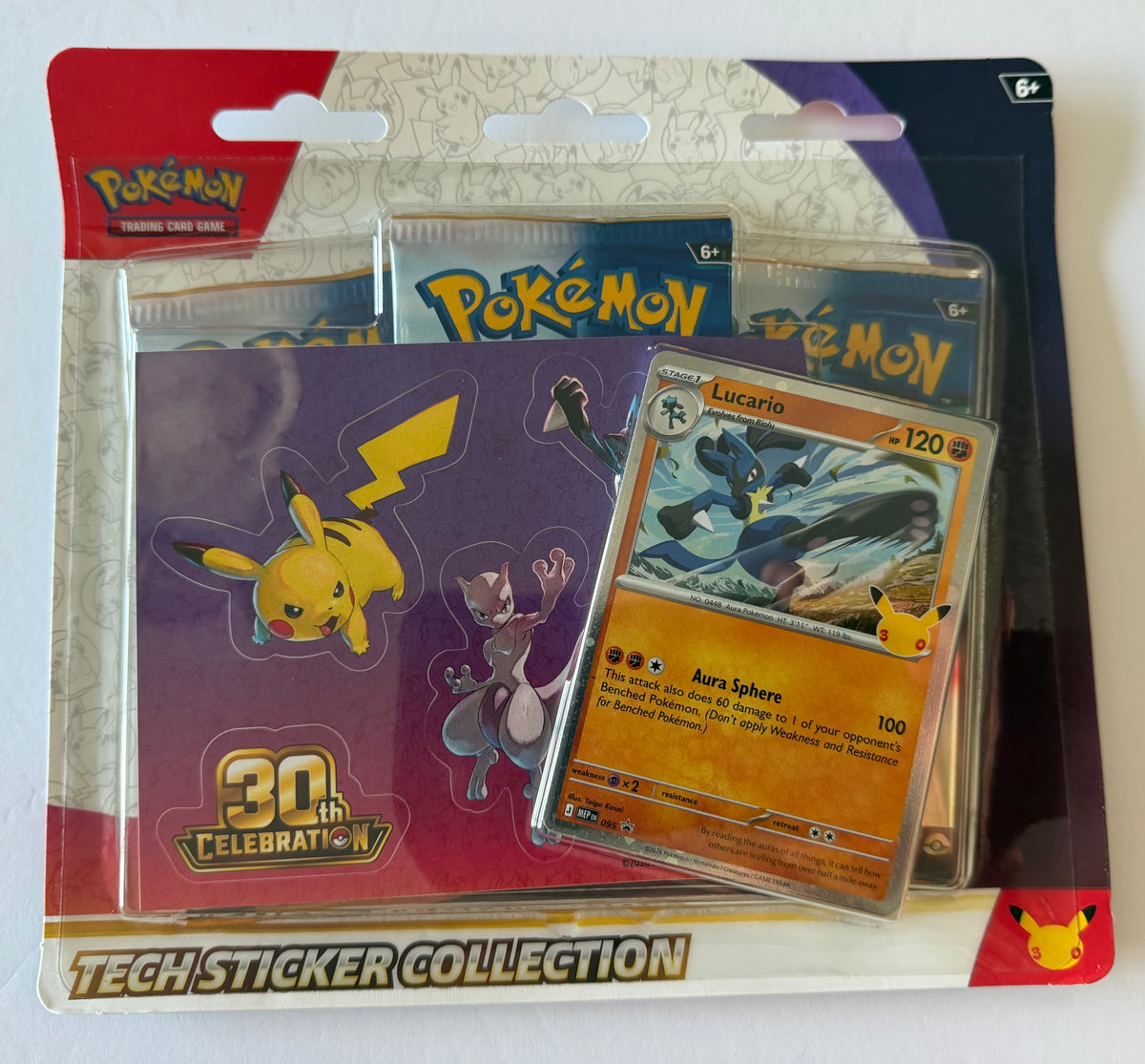 Pokémon TCG 30th Celebration Tech Sticker Collection - Lucario - Factory Sealed
