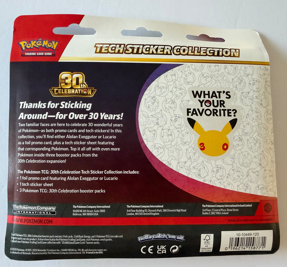 Pokémon TCG 30th Celebration Tech Sticker Collection - Lucario - Factory Sealed