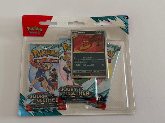 Pokémon TCG: Scarlet & Violet - Journey Together 3-Pack Blister - Scrafty Promo